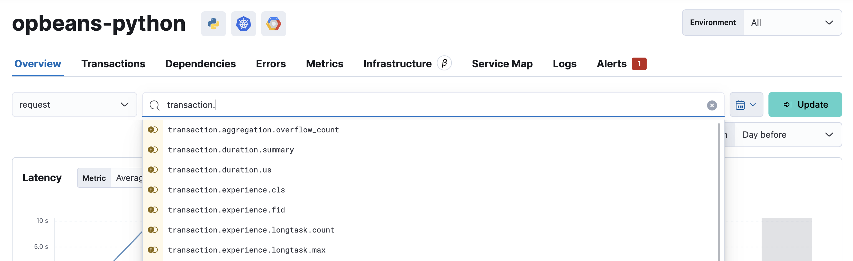 Example of the Kibana Query bar in the Applications UI