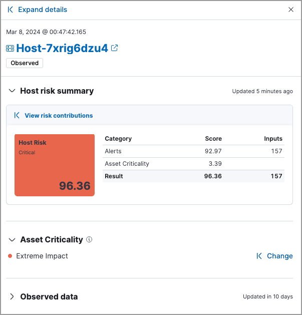 Host details flyout