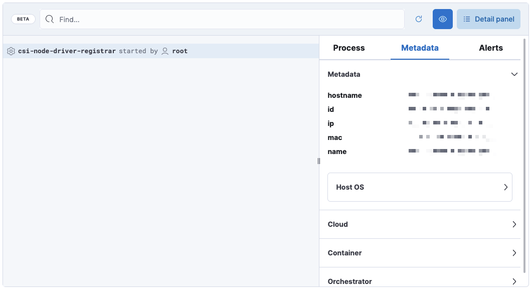 The Detail panel's metadata tab