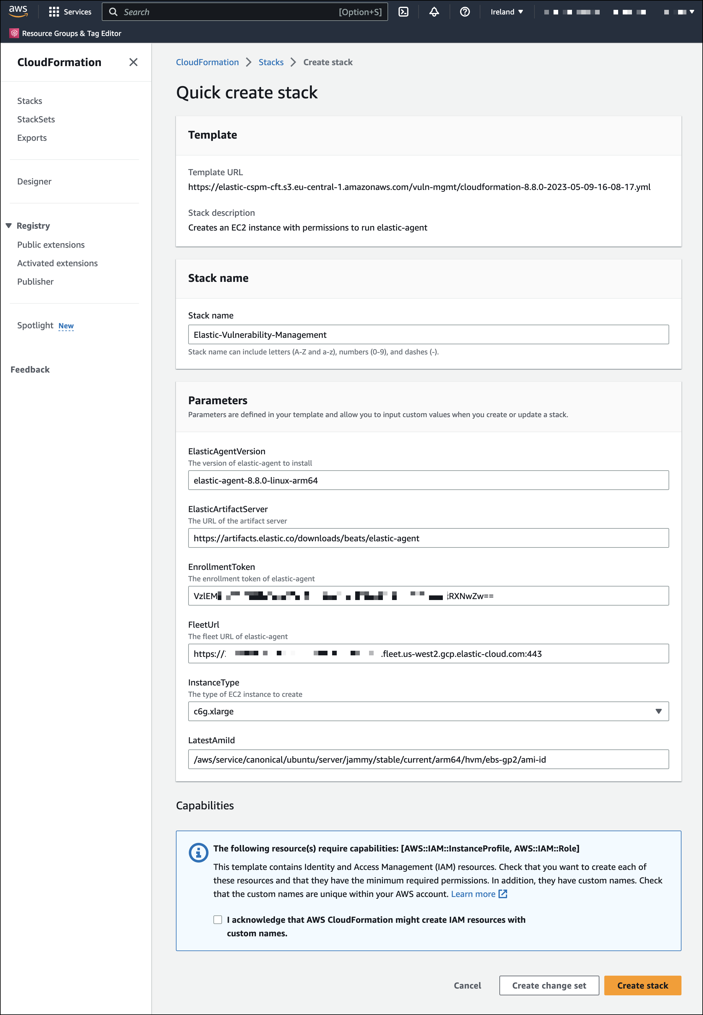 The cloud formation template